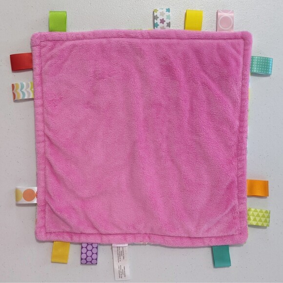 Bright Starts Taggies Security Blanket Baby Lovey Pink Flowers Floral Purple Tag - Picture 3 of 6